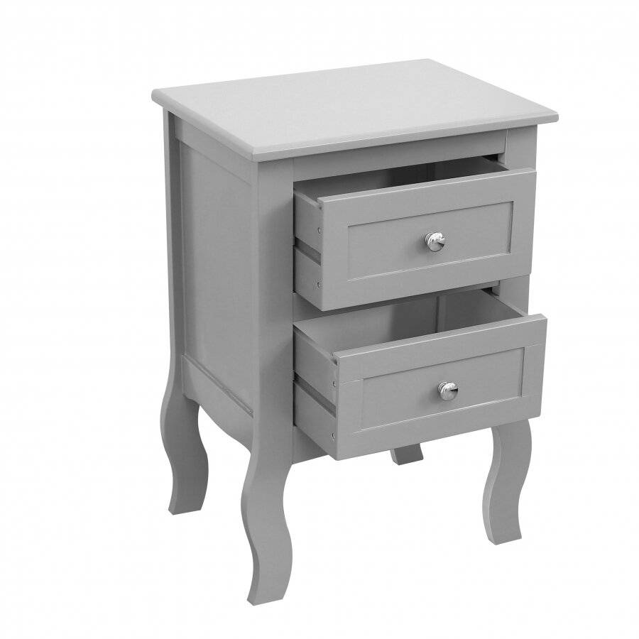 Woodluv 2 Drawer Bedside Cabinet Unit - Grey