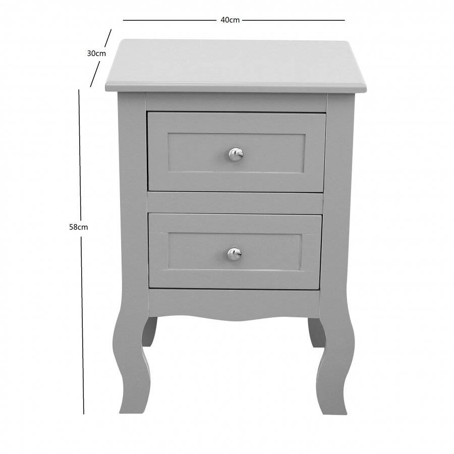 Woodluv 2 Drawer Bedside Cabinet Unit - Grey