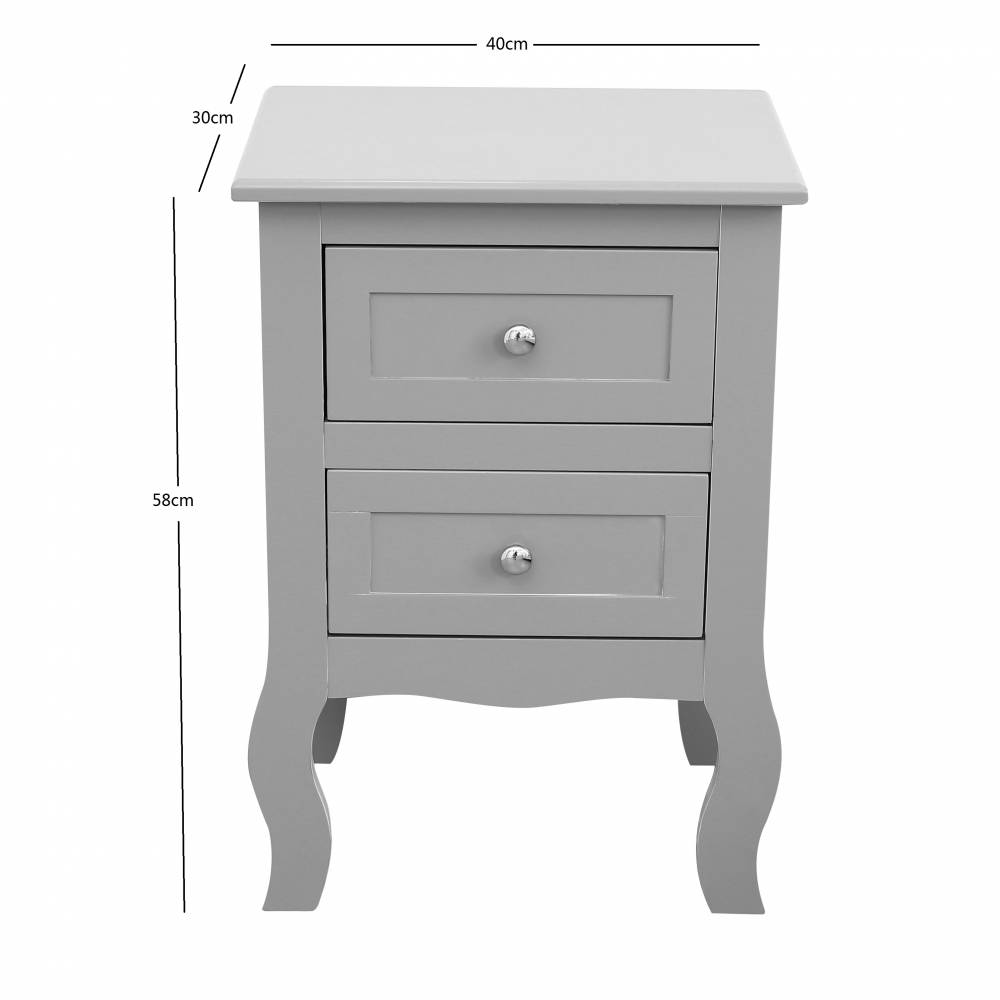 Woodluv 2 Drawer Bedside Cabinet Unit - Grey
