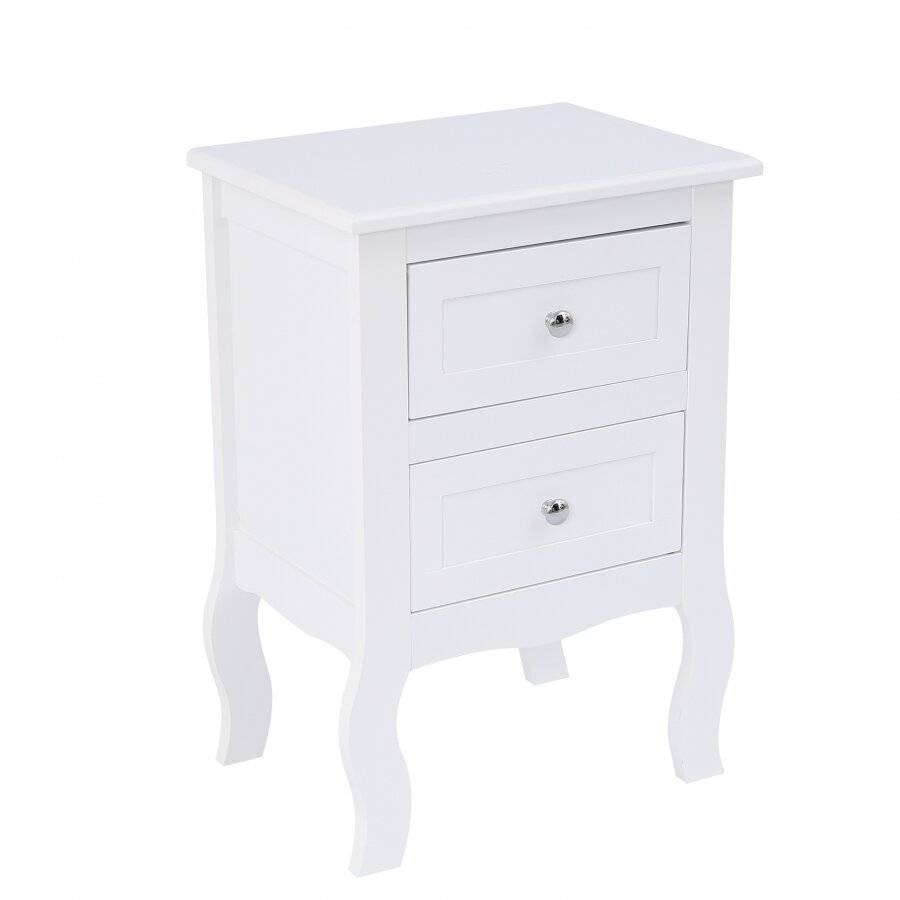 Woodluv 2 Drawer  MDF Bedside Cabinet, White