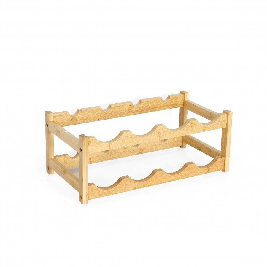 Woodluv 2-Tier Bamboo Wine Rack, Wine Holder, Natural