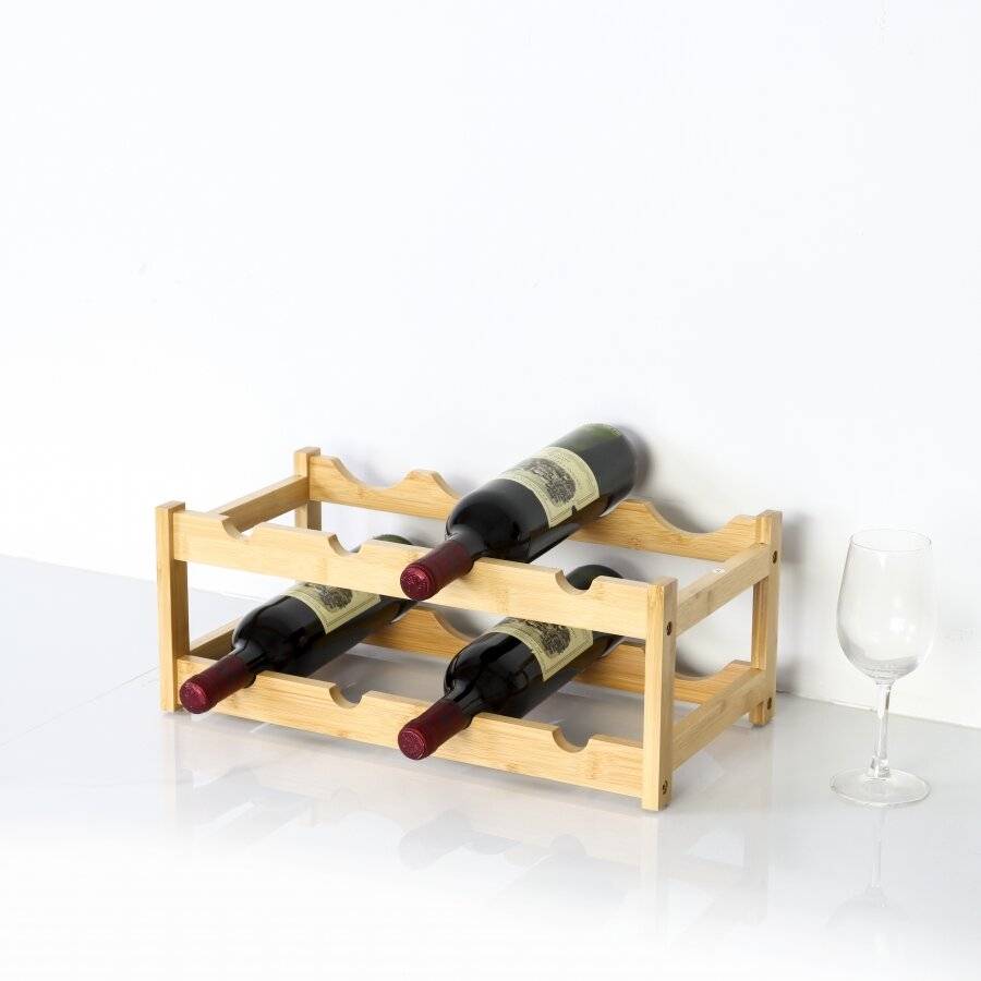 Woodluv 2-Tier Bamboo Wine Rack, Wine Holder, Natural