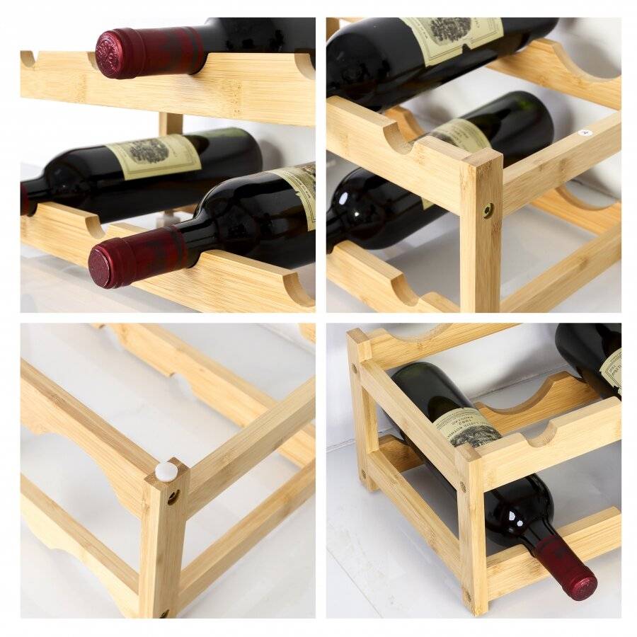 Woodluv 2-Tier Bamboo Wine Rack, Wine Holder, Natural