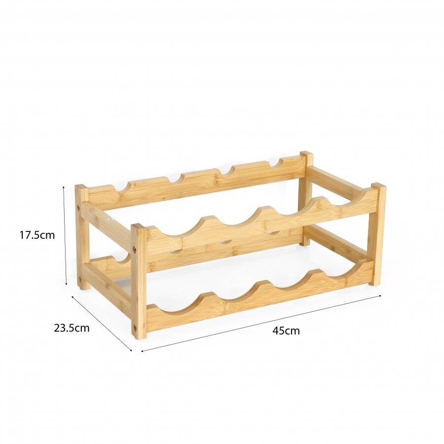 Woodluv 2-Tier Bamboo Wine Rack, Wine Holder, Natural