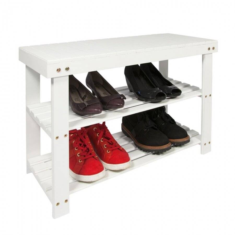 Woodluv 2 Tier MDF Hallway Shoe Organizing Unit - White