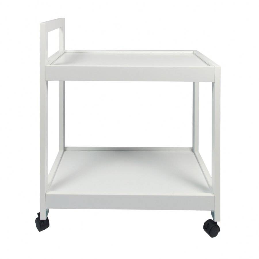 Woodluv 2 Tier MDF Kitchen Trolley With Wheels - White