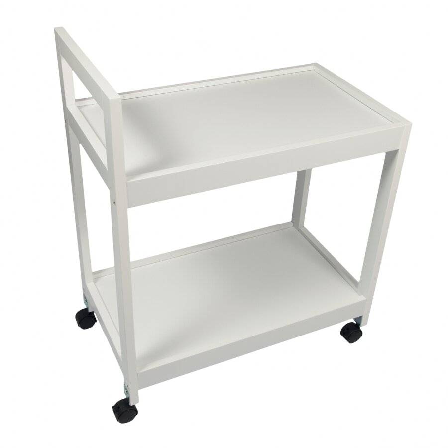 Woodluv 2 Tier MDF Kitchen Trolley With Wheels - White