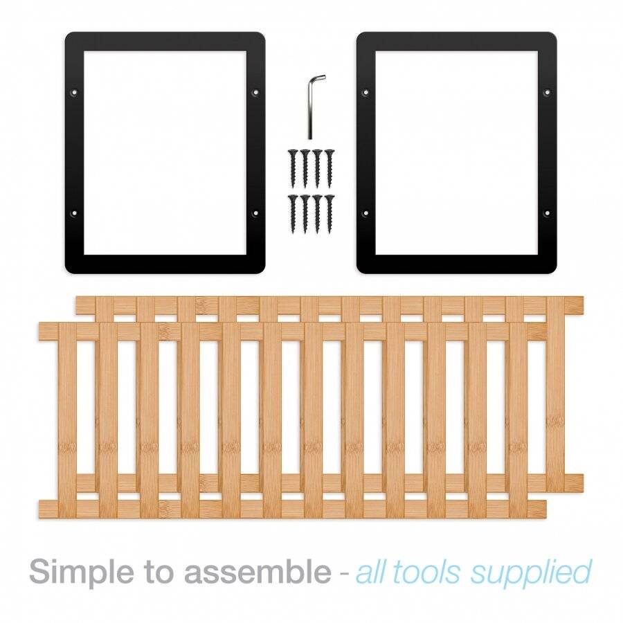 Woodluv 2 Tier Natural Bamboo Shoe Rack Stand, Natural & Black