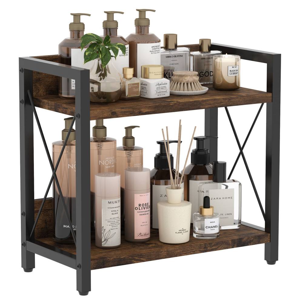 Woodluv 2-Tier Spice Organizer, Tiered Storage Rack for Kitchen Spices