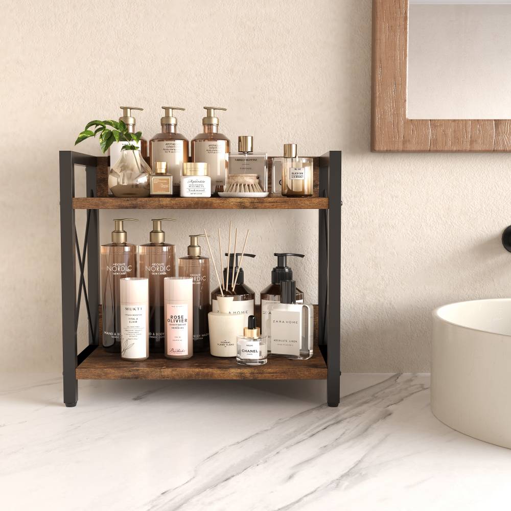 Woodluv 2-Tier Spice Organizer, Tiered Storage Rack for Kitchen Spices