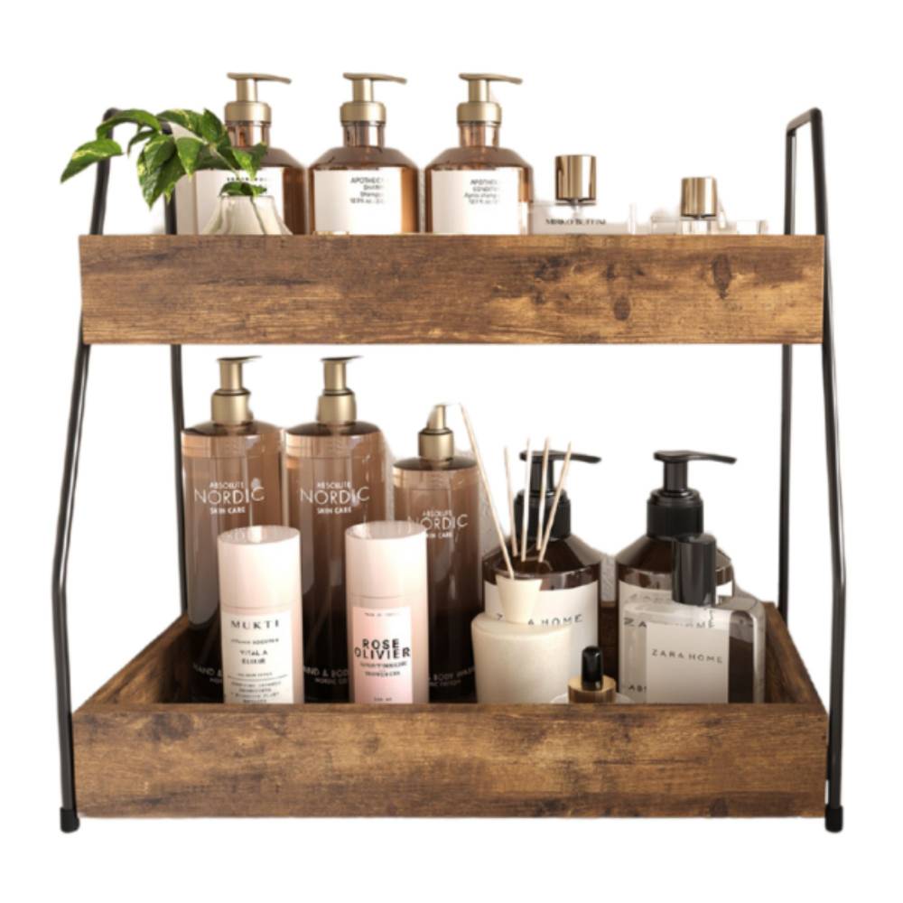 Woodluv 2-Tier Spice Organizer, Tiered Storage Rack for Kitchen Spices