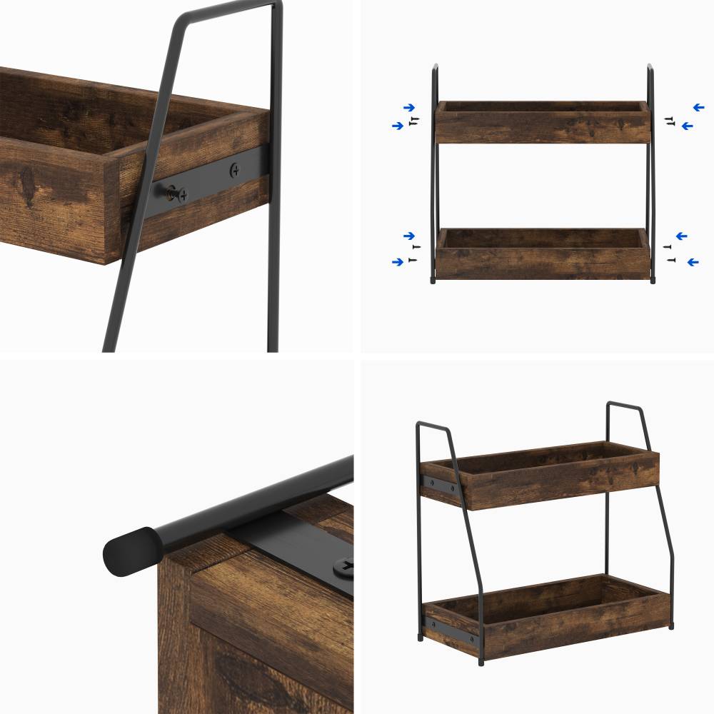 Woodluv 2-Tier Spice Organizer, Tiered Storage Rack for Kitchen Spices