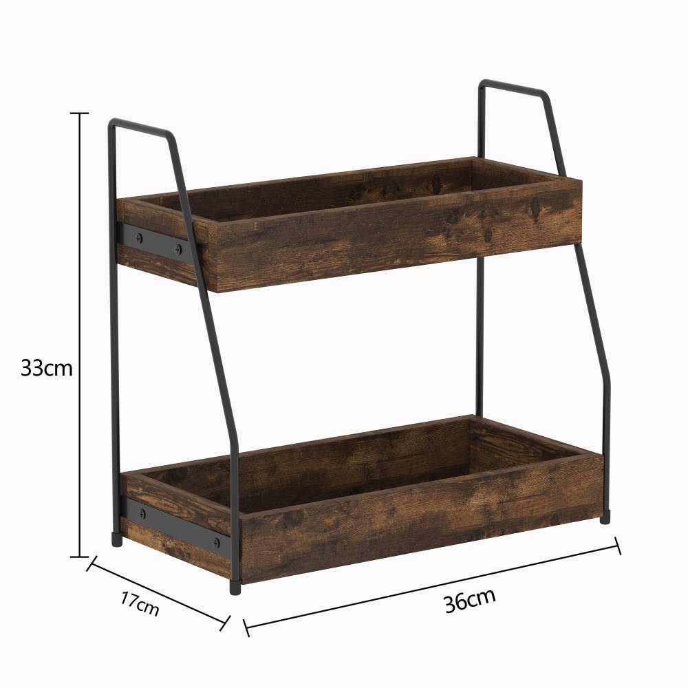 Woodluv 2-Tier Spice Organizer, Tiered Storage Rack for Kitchen Spices