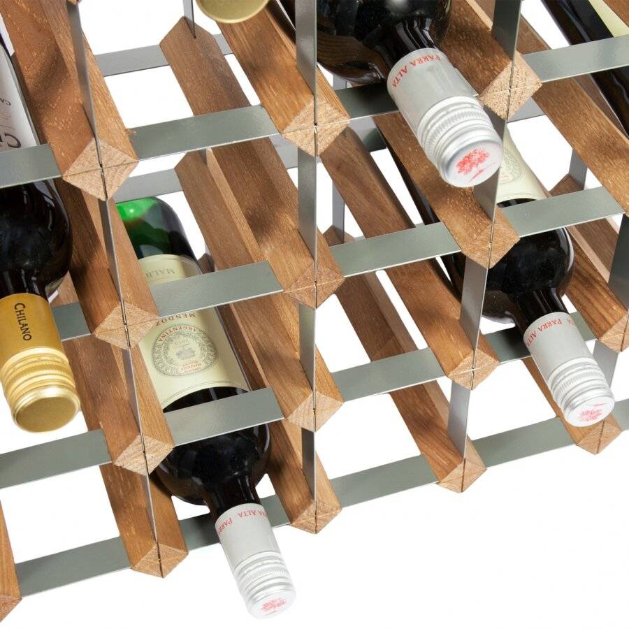 Woodluv 25 Bottle Free Standing Wine Holder Unit - Metal/Pine