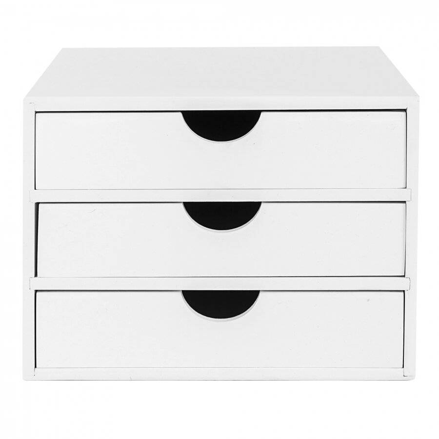 Woodluv 3 Drawer Bamboo Desktop A4 Paper Storage Organiser, White