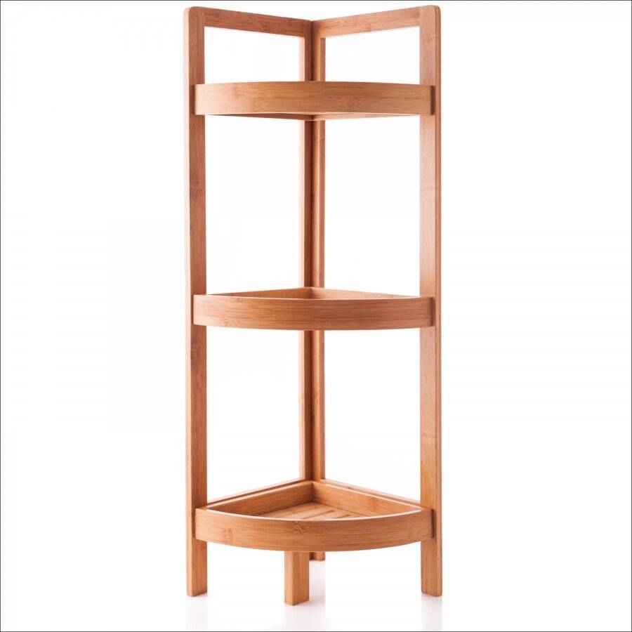 Woodluv 3 Tier Bamboo Free Standing Corner Storage Unit