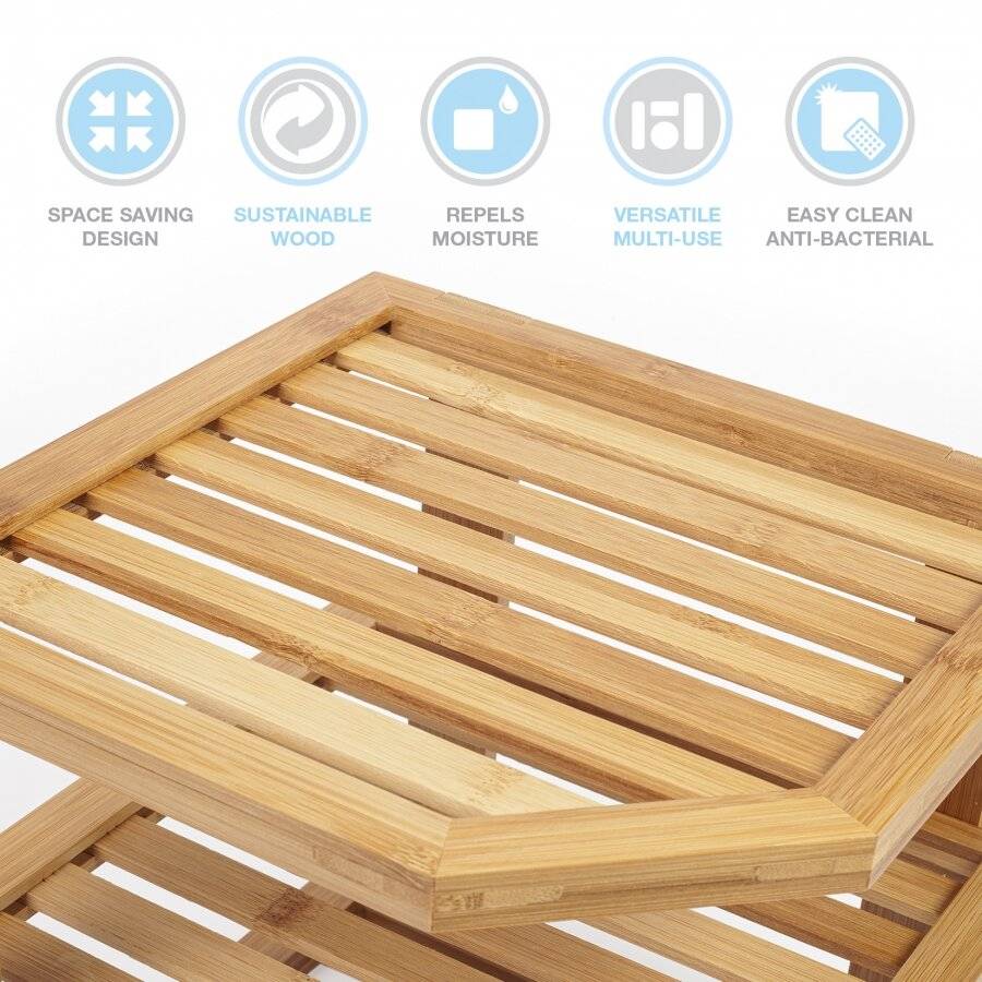 Woodluv 3 Tier Bamboo Space Saving Corner Storage Unit