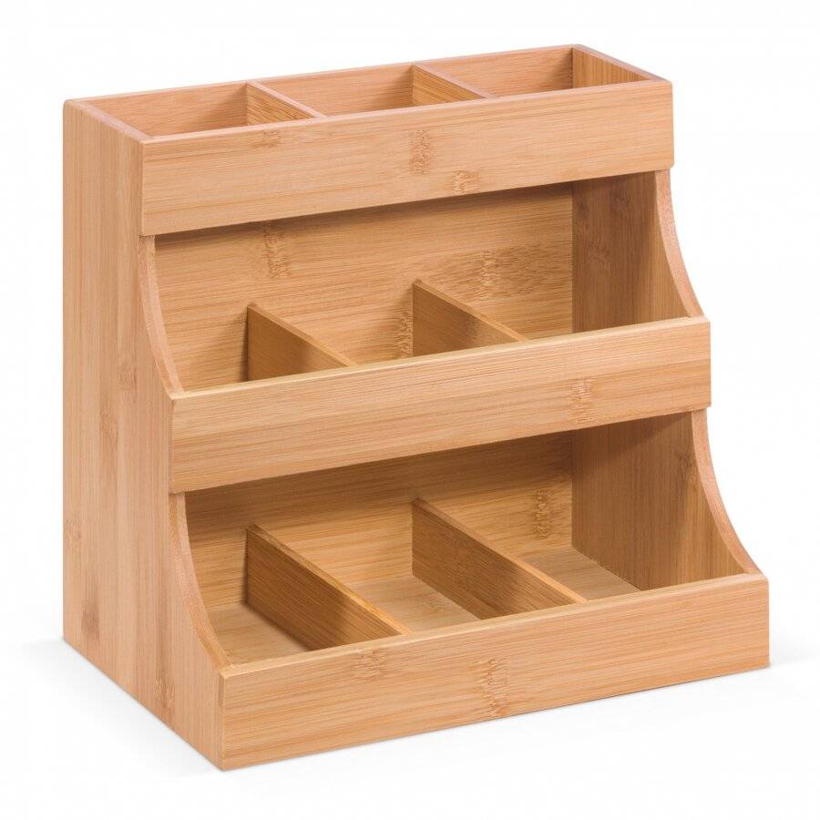 Woodluv 3-tier Bamboo Tea Bag Storage Organizer, 27 x 17.5 x 24 cm