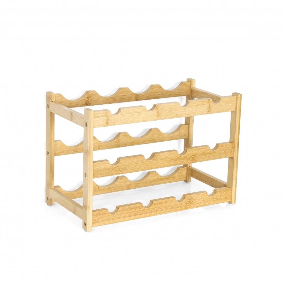 Woodluv 3-Tier Bamboo Wine Rack, Wine Holder, Natural