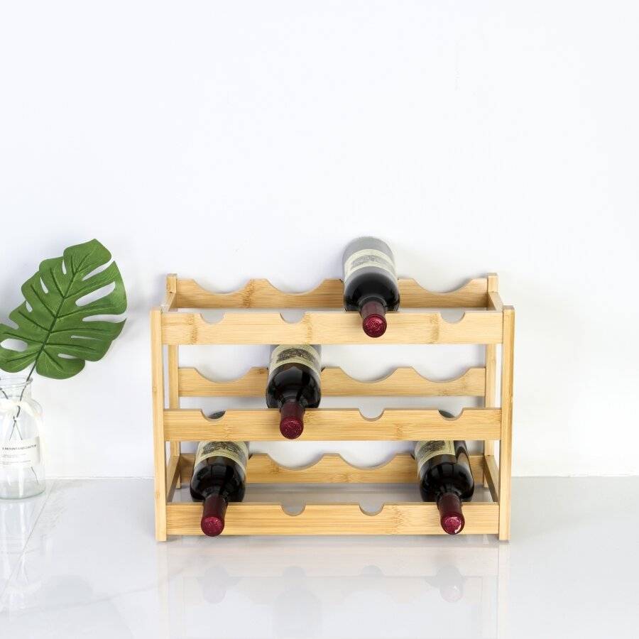 Woodluv 3-Tier Bamboo Wine Rack, Wine Holder, Natural