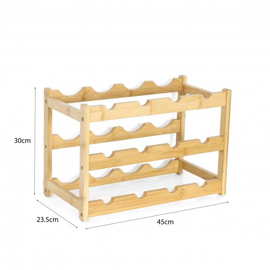 Woodluv 3-Tier Bamboo Wine Rack, Wine Holder, Natural