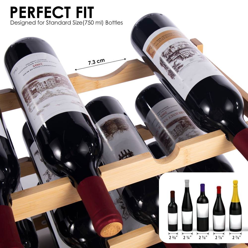 Woodluv 3-Tier Bamboo Wine Rack, Wine Holder, Natural