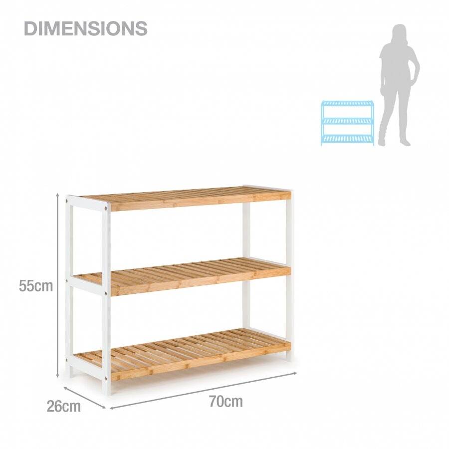 Woodluv 3 Tier Free standing Bamboo Wood Shoe Organizer