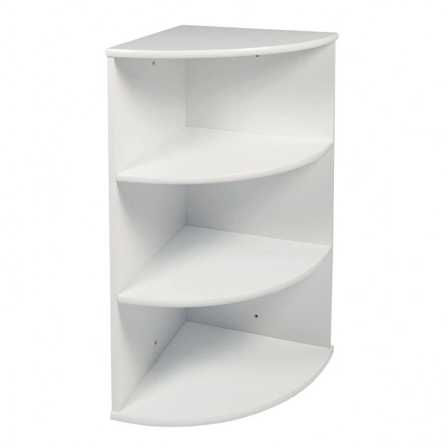 Woodluv 3 Tier MDF Wall Mounted Corner Cabinet - White