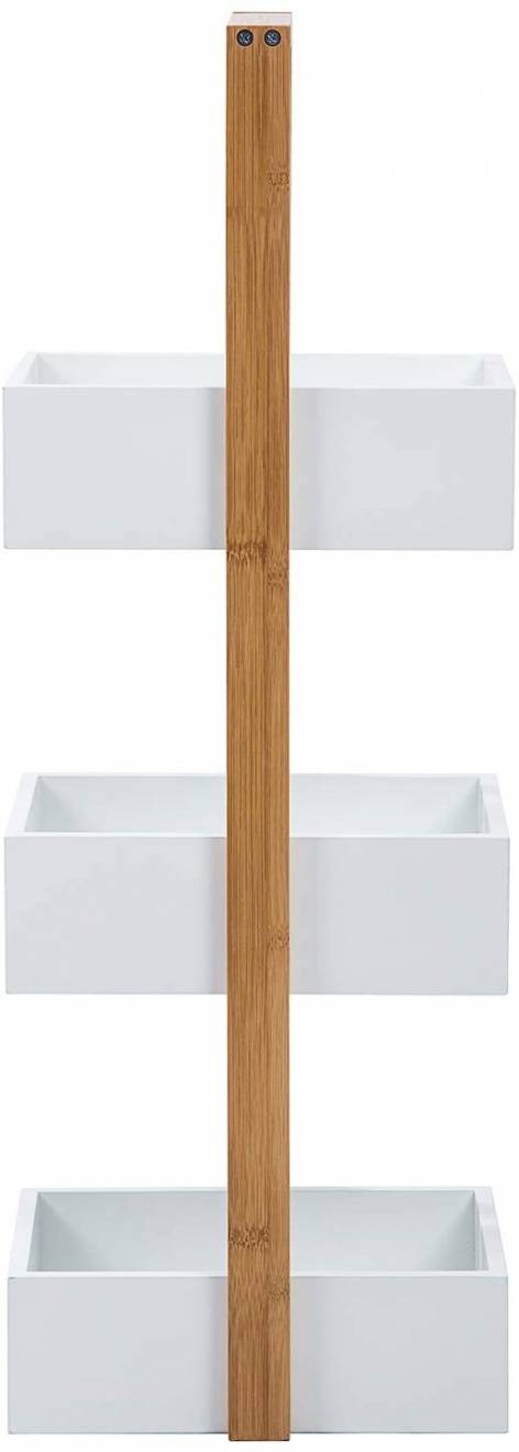 Woodluv 3 Tier Robust Bamboo and MDF Bathroom Storage Caddy - White