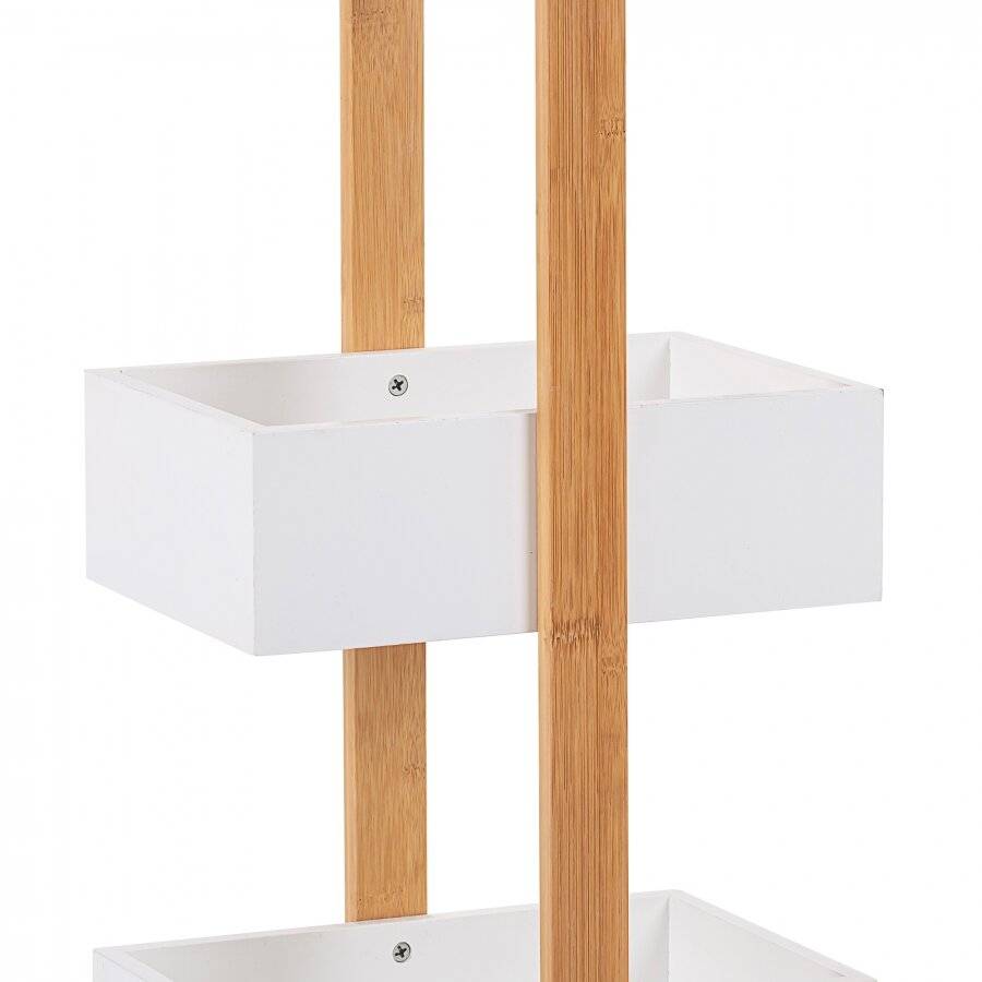 Woodluv 3 Tier Robust Bamboo and MDF Bathroom Storage Caddy - White