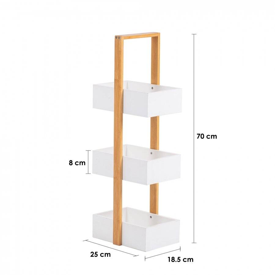 Woodluv 3 Tier Robust Bamboo and MDF Bathroom Storage Caddy - White