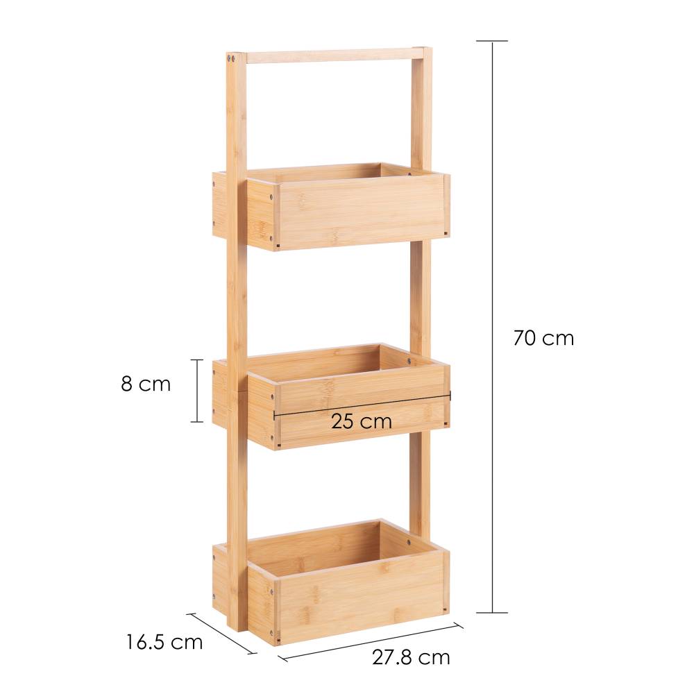 Woodluv 3 Tier Robust Bathroom Storage Caddy - Natural