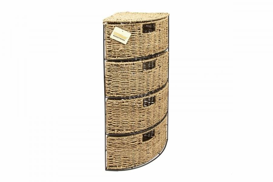 Woodluv 4 Drawer Corner Seagrass  Bathroom/Bedroom Storage Cabinet
