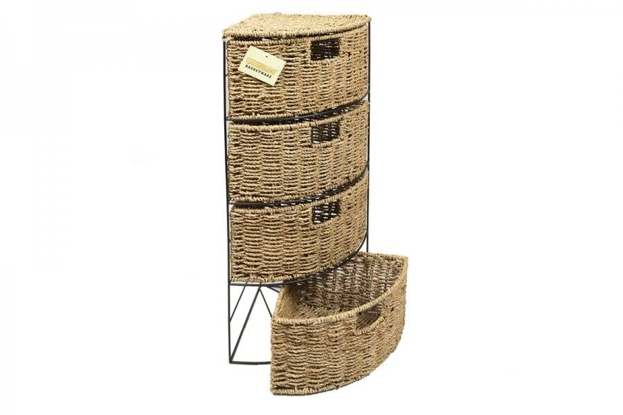 Woodluv 4 Drawer Corner Seagrass  Bathroom/Bedroom Storage Cabinet