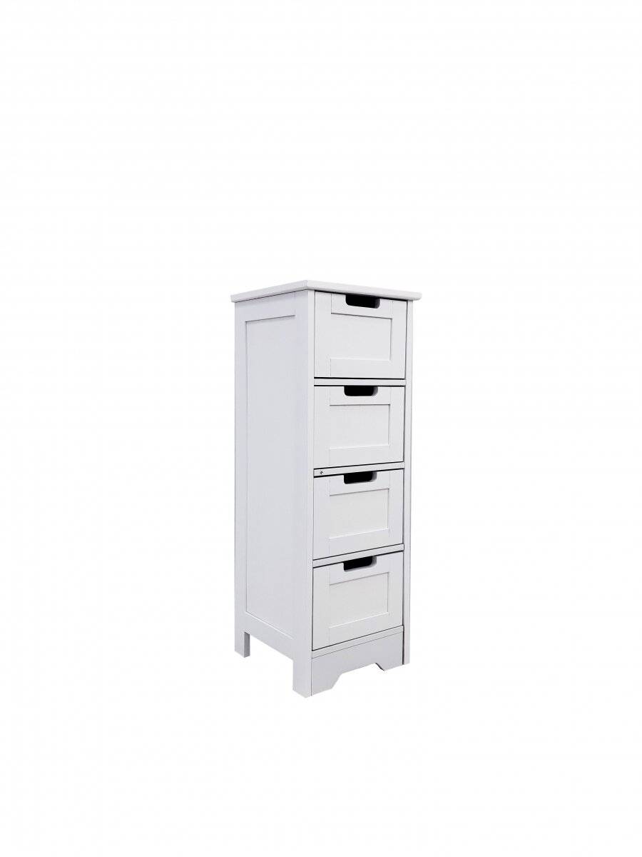 Woodluv 4 drawer Free Standing Bathroom Storage Cabinet - MDF