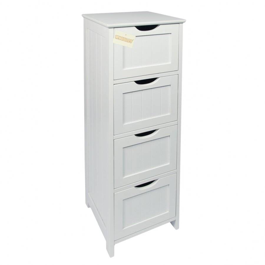 Woodluv 4 drawer Free Standing Bathroom Storage Cabinet - MDF