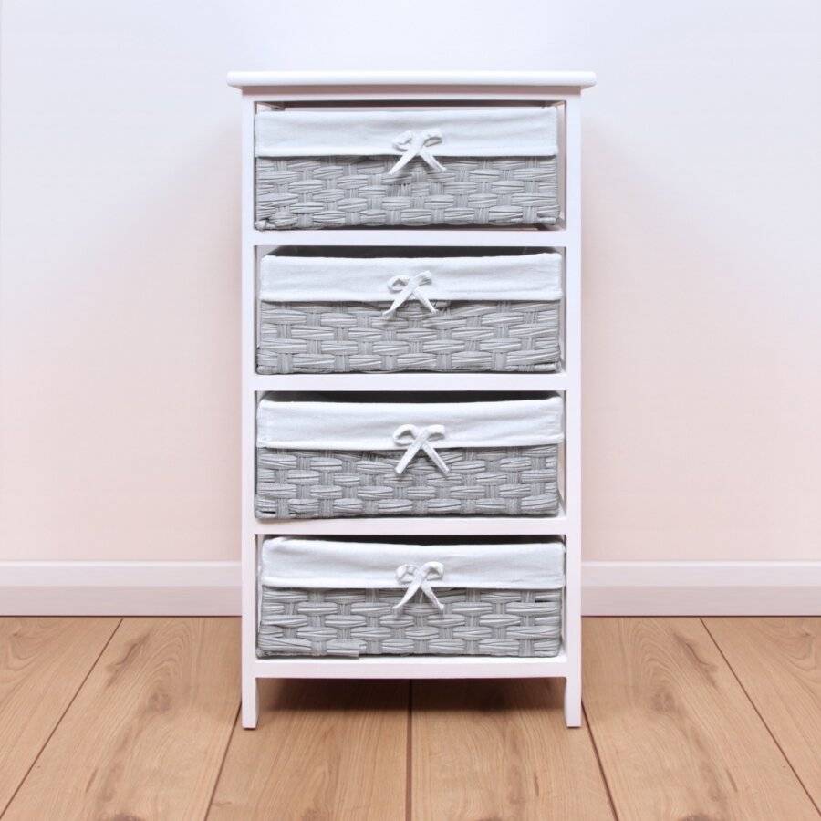 4 Drawer Mdf Storage Unit With Grey Basket Elite Housewares