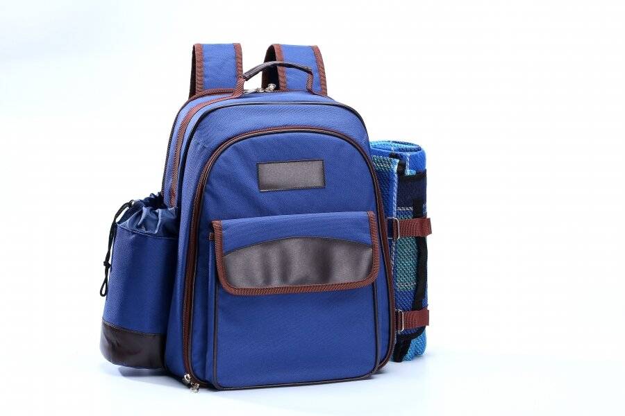 4 Person Picnic Backpack W/Accessory, Blanket & Wine Cooler Bag