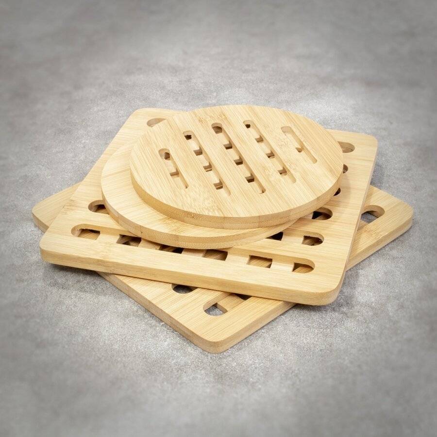 Pack of 4 Heat-Resistant Counter Protector Bamboo Trivet