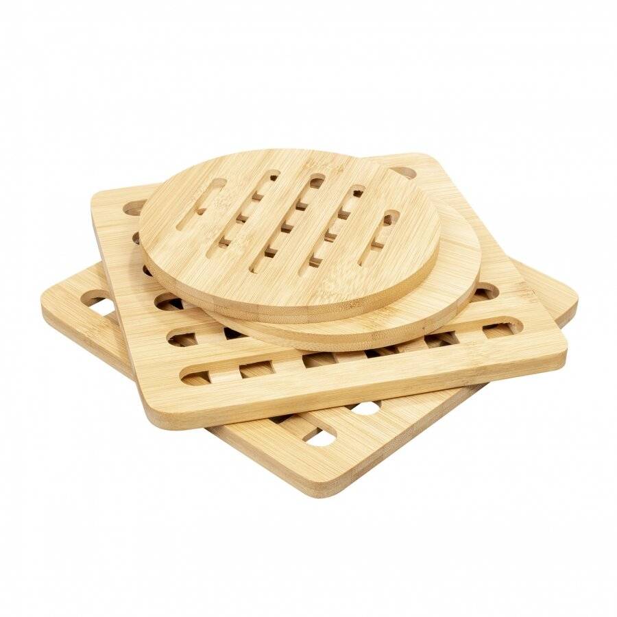 Pack of 4 Heat-Resistant Counter Protector Bamboo Trivet