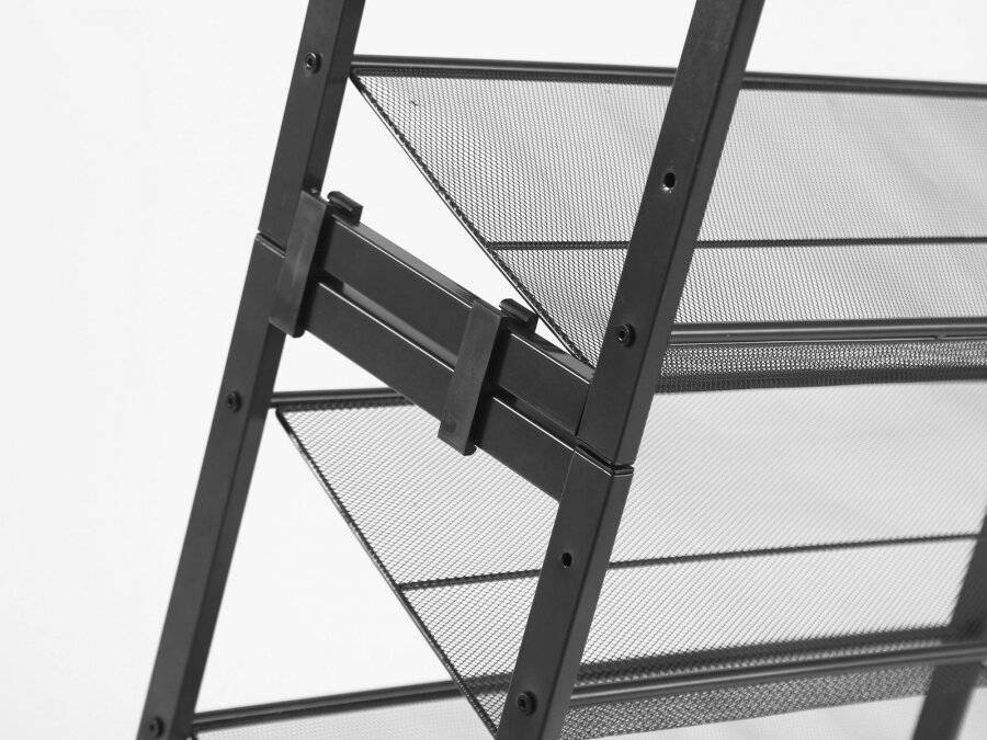 Woodluv Four Tier Stackable Metal Steel Mesh Shoe Rack - Grey