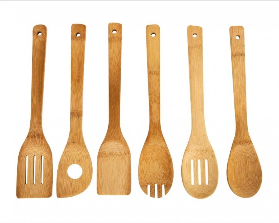 4 x Non Scratch/Heat Resistant Bamboo Kitchen Cooking Utensils Set