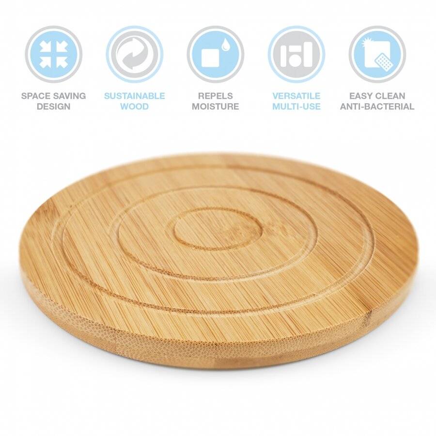 Woodluv 6 Round Coaster Set Holder Pot Holder