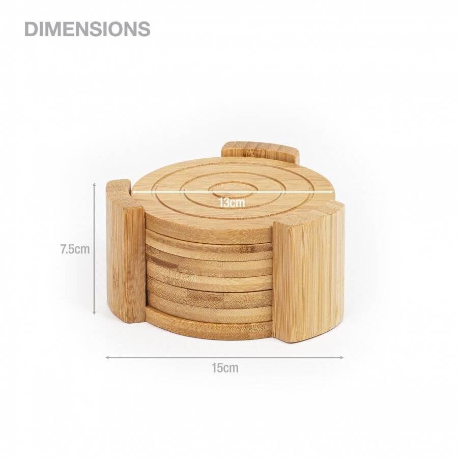 Woodluv 6 Round Coaster Set Holder Pot Holder