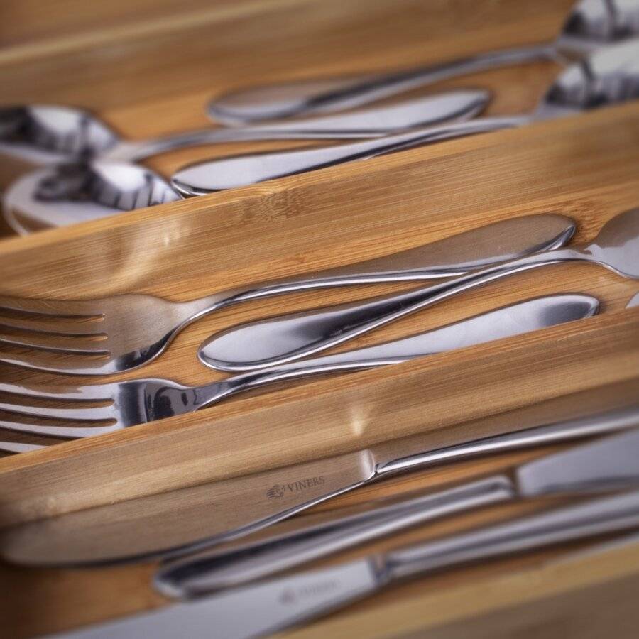 Woodluv 6 Compartment Bamboo Kitchen Cutlery Organizer