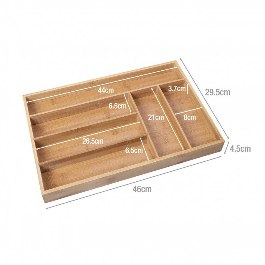 Woodluv 6 Compartment Bamboo Kitchen Cutlery Organizer