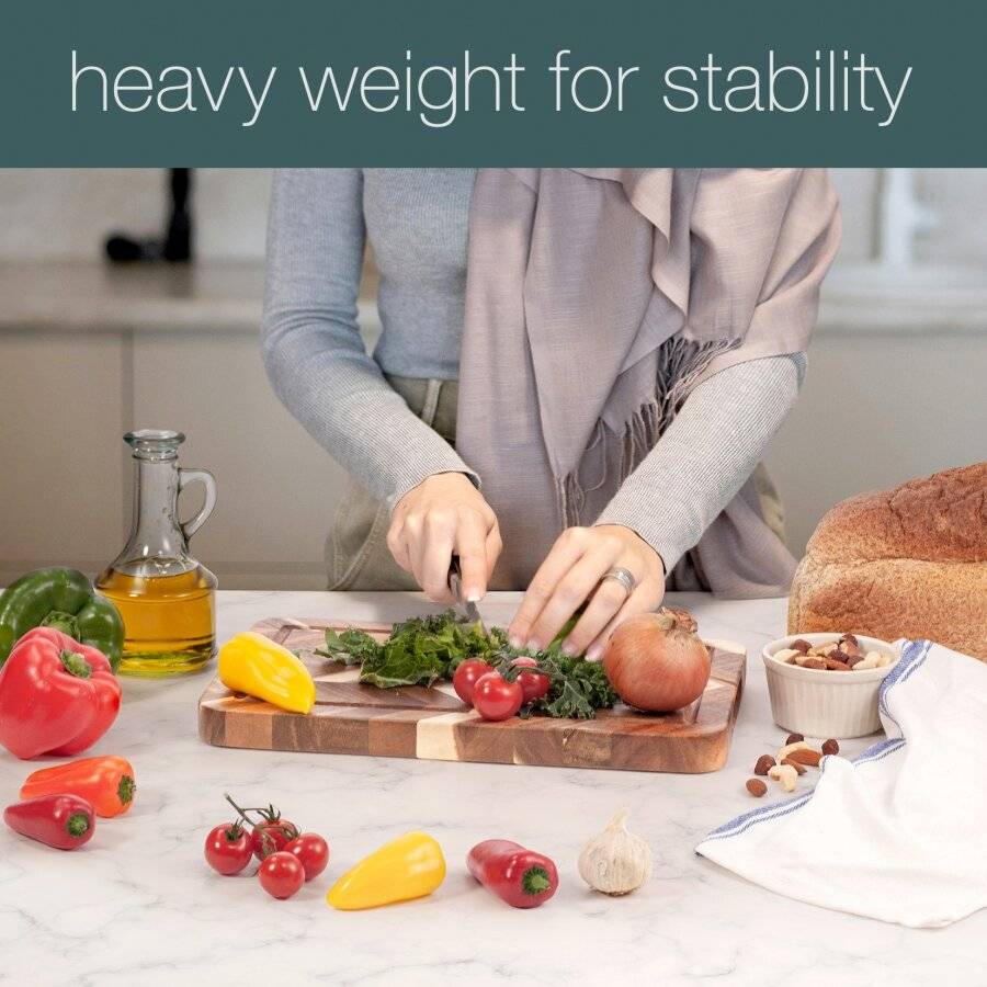 Woodluv Acacia Wood Herringbone Design Chopping Board, 33 x 21 x 2.5cm