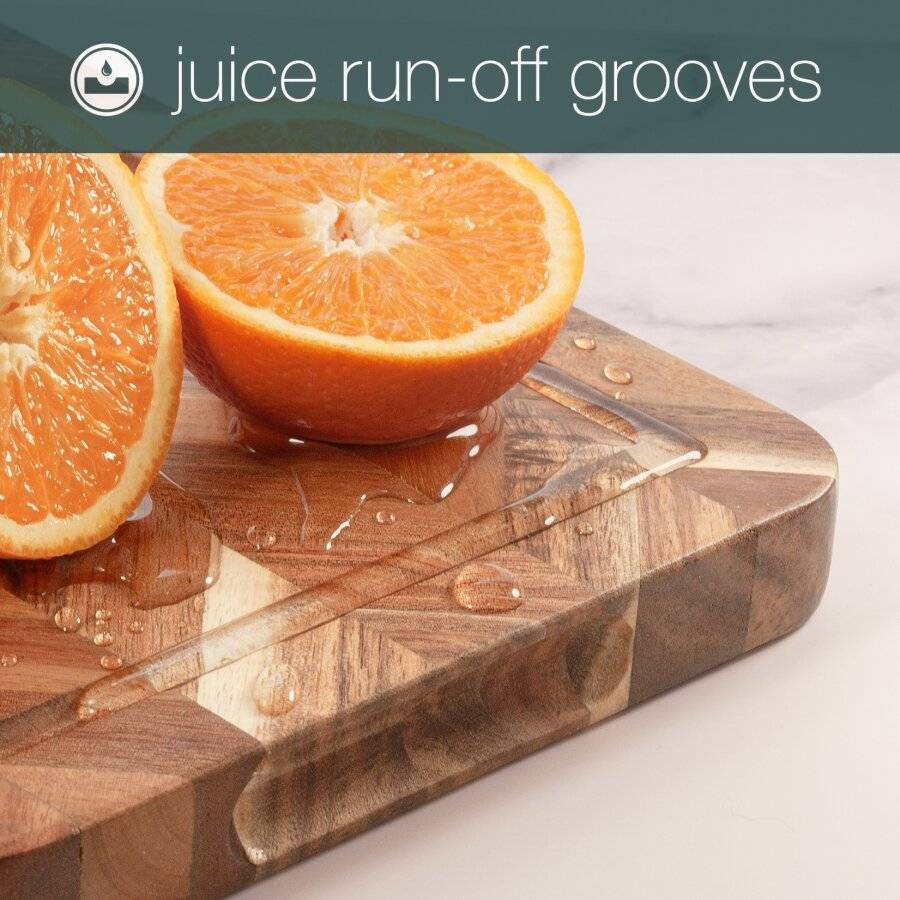 Woodluv Acacia Wood Herringbone Design Chopping Board, 33 x 21 x 2.5cm