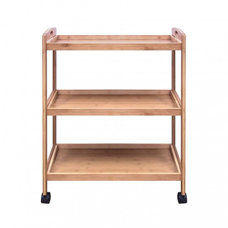 Woodluv Bamboo 3 Tiers Kitchen Storage Trolley With Wheels