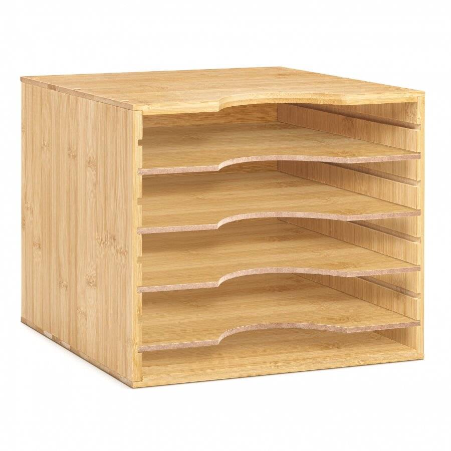 Woodluv Bamboo 5 Sections Adjustable A4 File Organizer